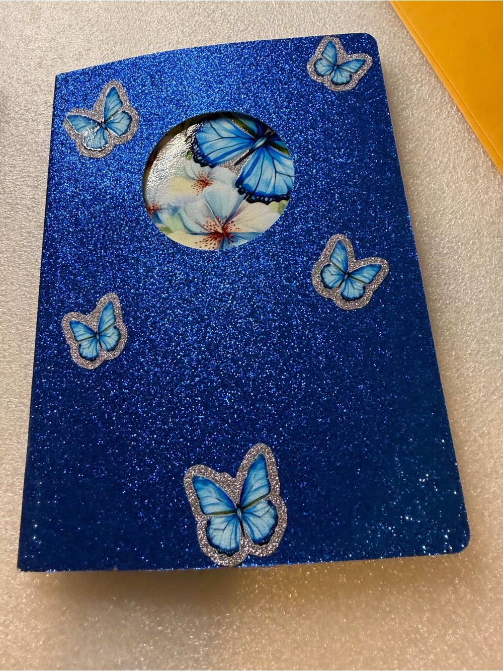 Blue Glitter Butterfly Decorative Journal Cover